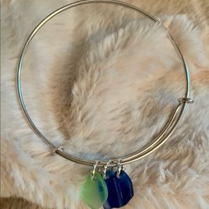 Silver beach glass bangle